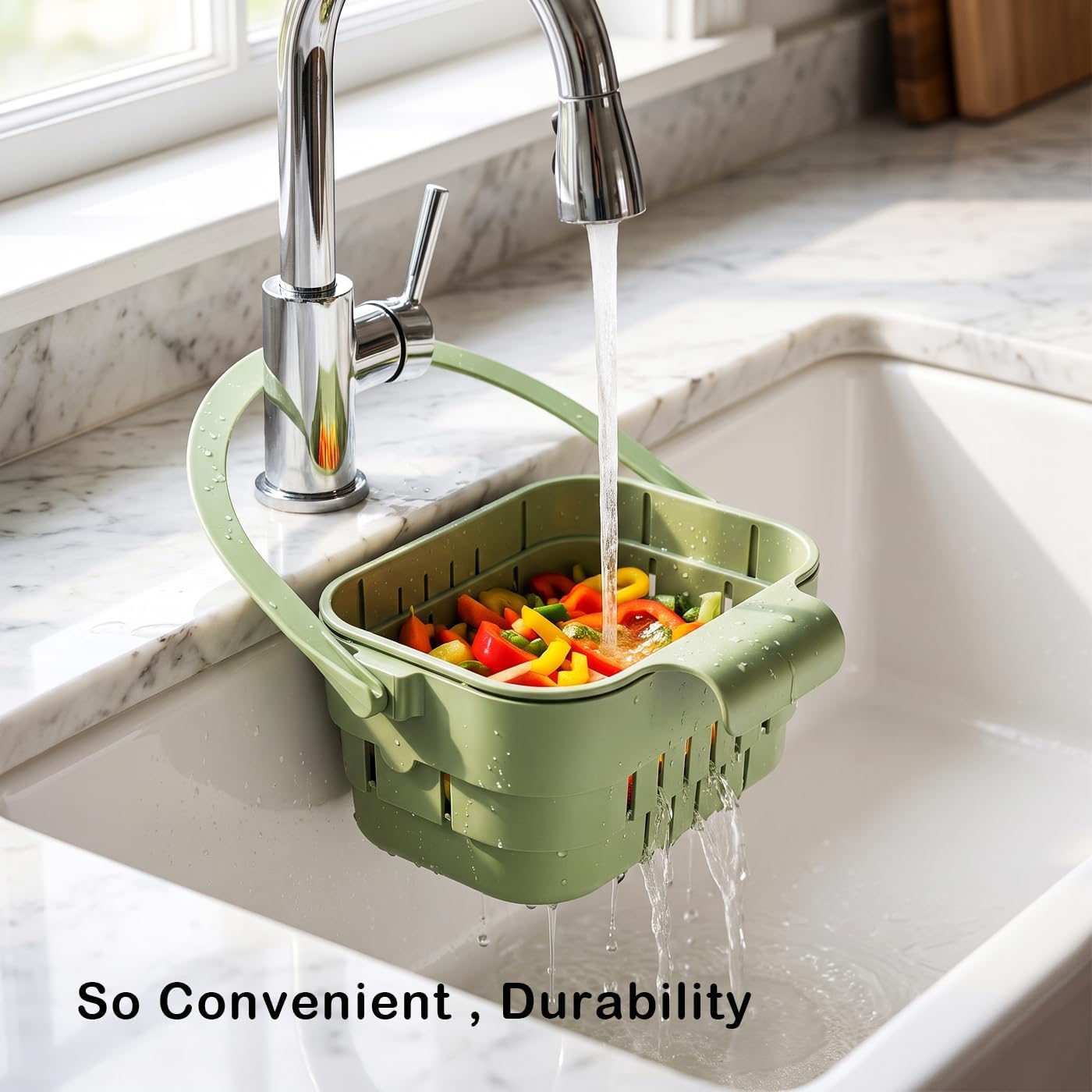 Kitchen Foldable Hanging Sink Drain Basket - Faucet Hanging Strainer Basket | Multifunctional