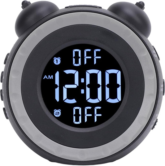 Extra Loud Alarm Clock with Bed Shaker Adjustable Volume Vibrating for Heavy Sleepers Easy to Set Dual with 3 Wake Up Modes ABS Material