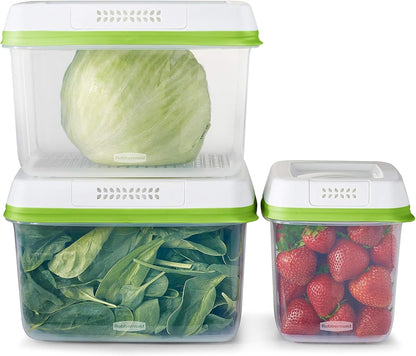 Rubbermaid FreshWorks Produce Saver, Medium and Large Storage Containers, 8-Piece Set, Set of 4, Med & Lg, Clear
