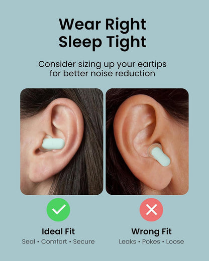 Ear Plugs for Sleeping Comfortable Mid Noise Cancelling Earplugs | All-night Wear without Ear Pain for Side Sleeper Patent Qufits Eartips 23dB Reusable Earplugs for Sleep, Travel - Black