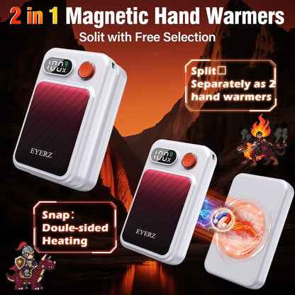 Electric Hand Warmers Rechargeable 2 Pack, Magnetic AI Hand Warmers with LED Display & 4 Levels, Portable Pocket Heater, Gifts for Christmas, Camping, Golf, Raynauds, Hunting, Women & Men