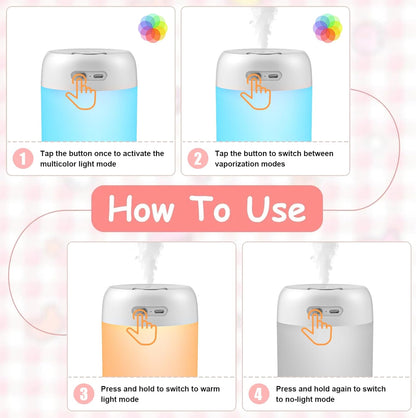 Plant Humidifier Indoor, 650ml Humidifier for Plants, Gray | Small Plant Humidifier with Colorful Lights for Plants, Bedroom, Office Desktop, Baby Room