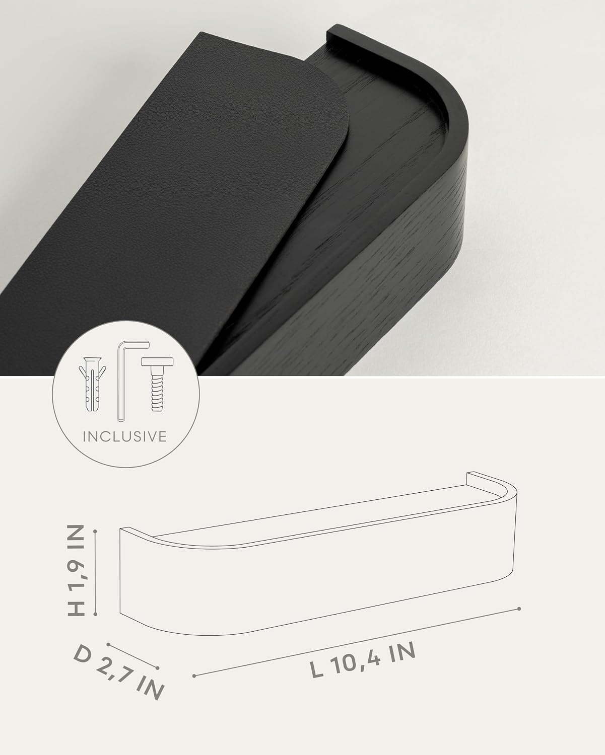 Kazai. Key Holder 'Toke' | Minimalist Key Hook Design from Berlin | Modern Key Holder Wall Mount with Wooden Shelf | Key Rack for Wall as Entryway Organizer | Walnut