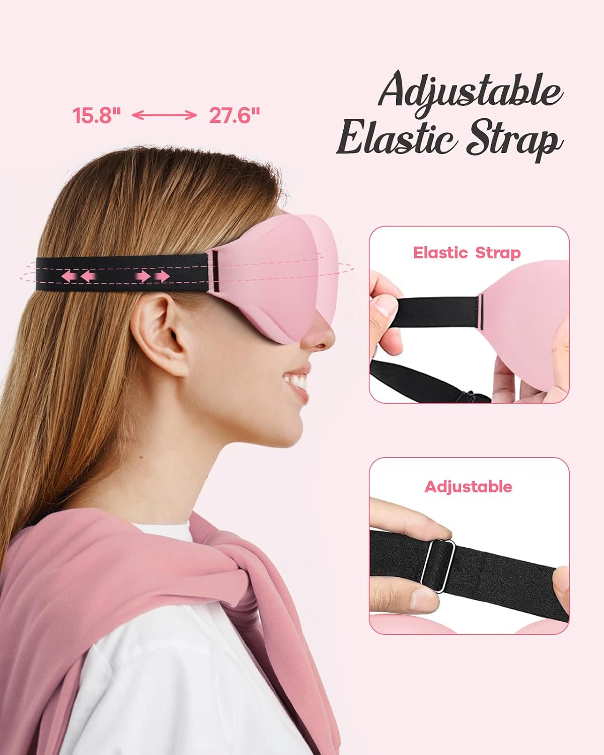 Sleep Mask for Side Sleepers, 3D Contoured Eye Mask for Sleeping, Soft Memory Foam Eye Cover with Adjustable Strap, No Pressure on Eyes, Travel Sleep Mask for Men Women, Shift Work & Naps