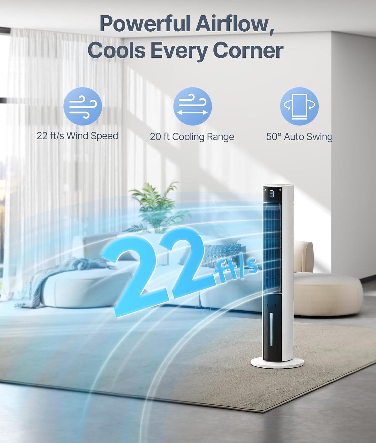 Evaporative Air Swamp Cooler, Cooling Fans that Blow Cold Air, 38in
