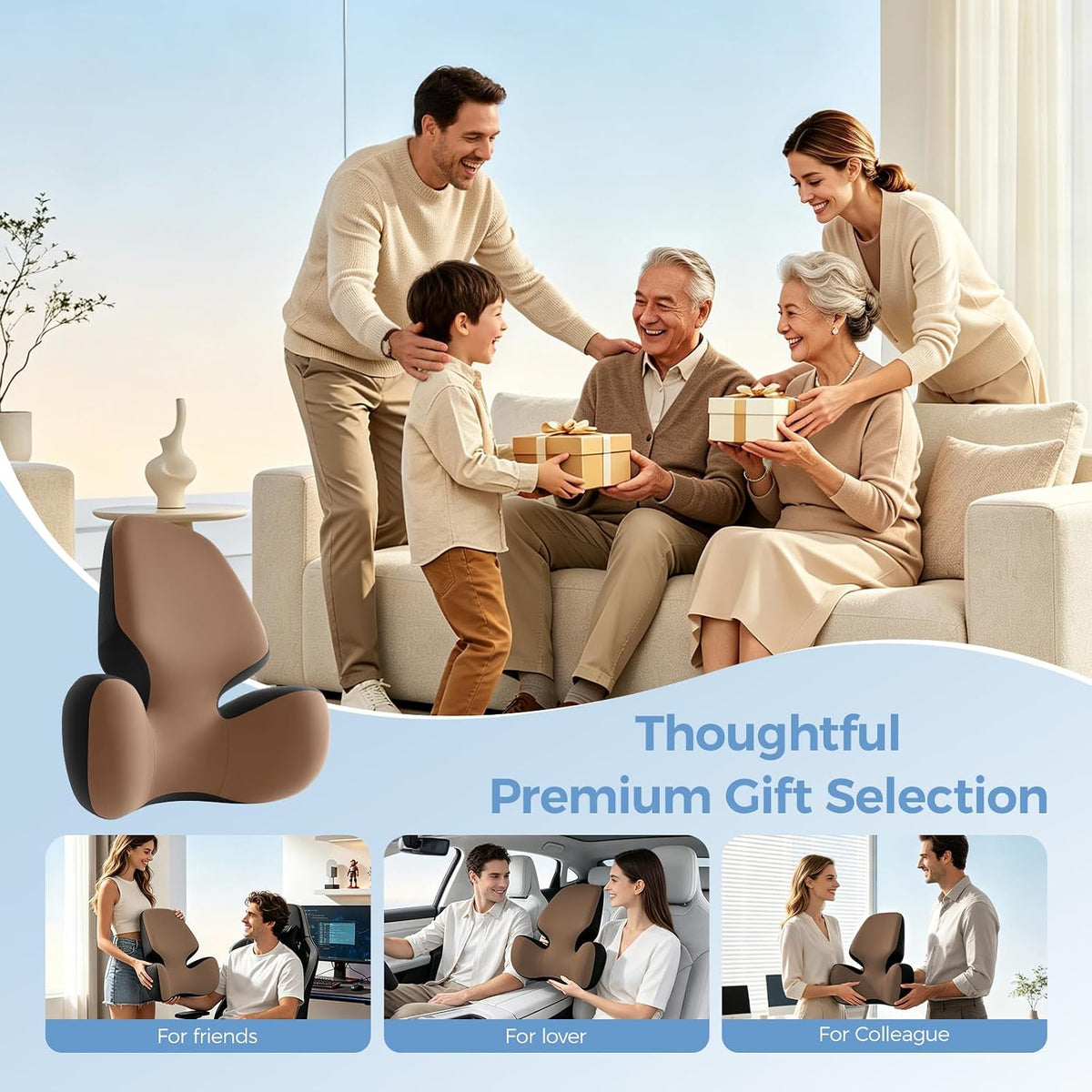 BEBAS Lumbar Support Pillow for Car, Memory Foam Back Cushion for Driving