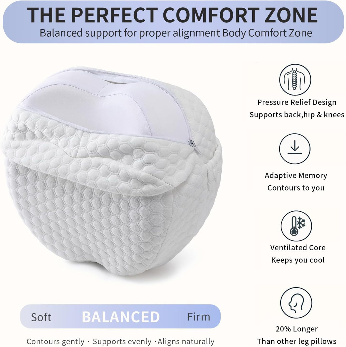Side Sleeper Heart-Shaped Knee Pillow, Memory Foam Leg Positioning Pillow, Ergonomic Design, Perfect for Side Sleepers and Pregnant Women, Relieve Body Aches and Pains (Gray)