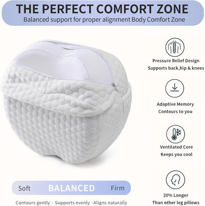 Side Sleeper Heart-Shaped Knee Pillow, Memory Foam Leg Positioning Pillow, Ergonomic Design, Perfect for Side Sleepers and Pregnant Women, Relieve Body Aches and Pains (Gray)