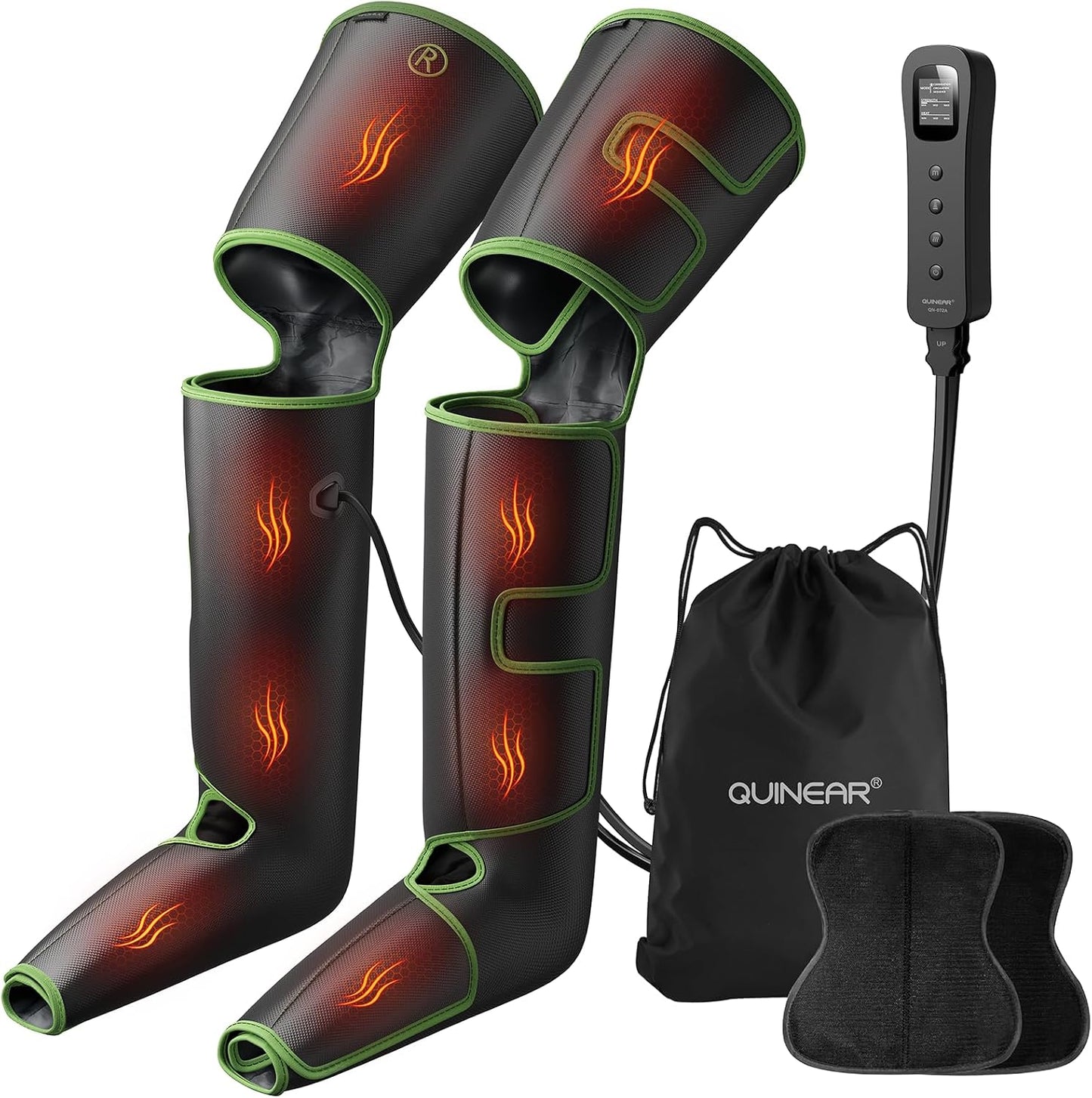 QUINEAR Leg Massager with Heat and Compression FSA-HSA | Foot and Leg Massager for Circulation and Pain Relief, 3Heat 3Mode 3Intensity 2 Extender Calf Massager for Cramps Edema Swelling