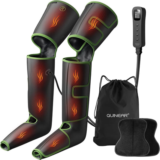 QUINEAR Leg Massager with Heat and Compression FSA-HSA | Foot and Leg Massager for Circulation and Pain Relief, 3Heat 3Mode 3Intensity 2 Extender Calf Massager for Cramps Edema Swelling
