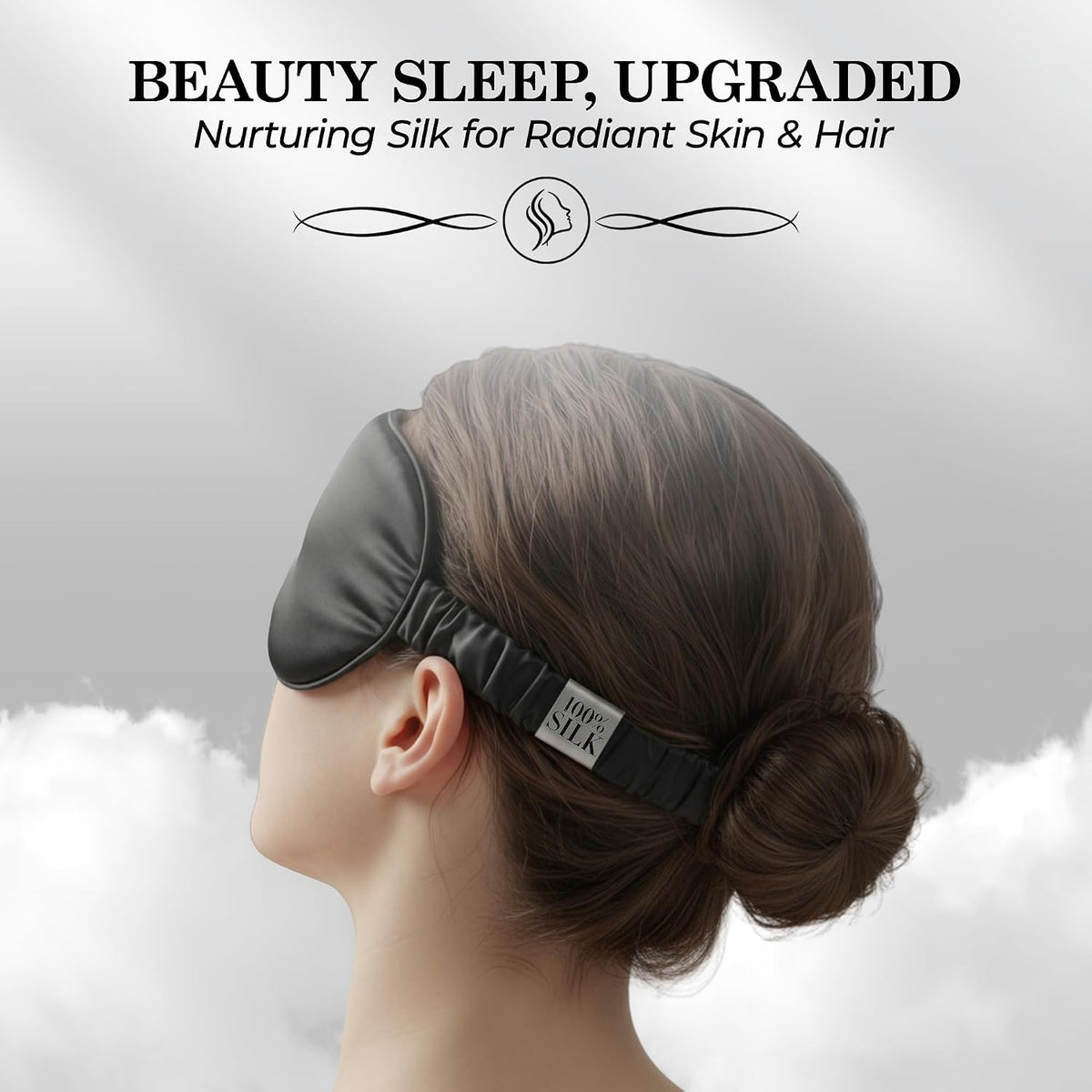 SLEEP SANCTUARY 100% Pure Mulberry Silk Sleep Mask - 22 Momme Light Blocking 3D Contour Silk Eye Mask for Sleeping - Secure Fit for Side Sleepers, Women & Men - Cloud Soft (Misty Blue)