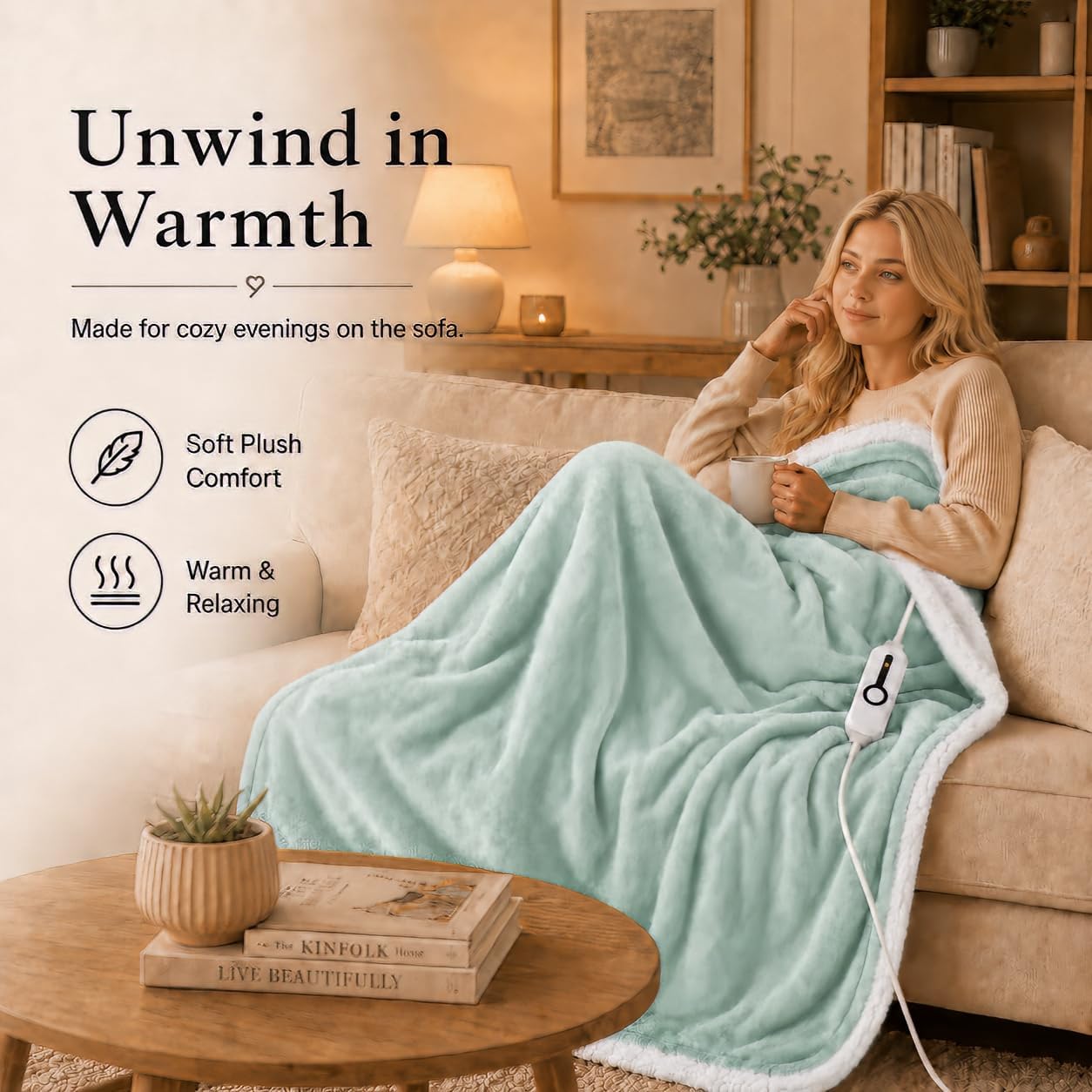 Electric Heated Blanket Full Size 72"x84" – Light Gray | ETL for Safe Overnight, 4 Heat Settings & 10H Auto Off, Dual-Sided Microplush Sherpa for Home Night, Machine washable