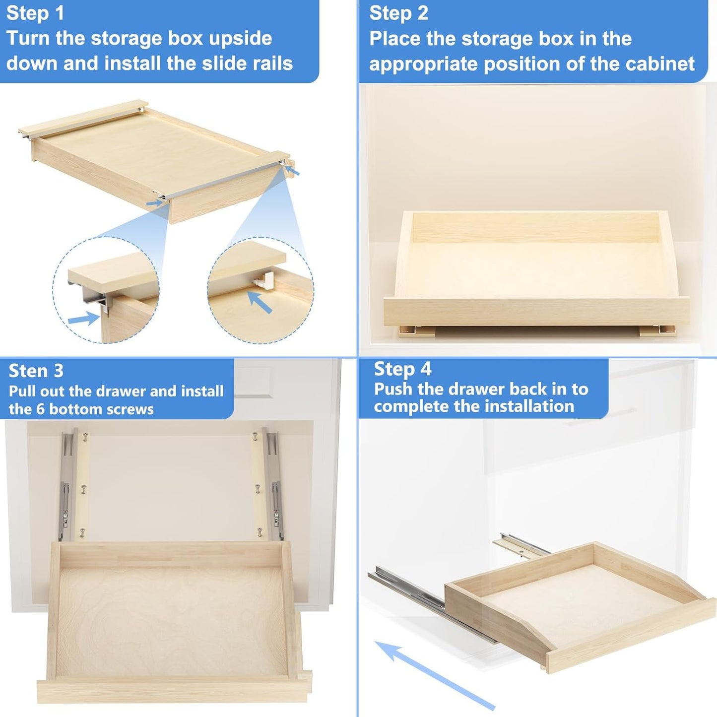 LOVMOR Single Pull Out Cabinet Organizer 28½”W x 21”D, Soft Close Slide Out Drawer Storage Shelves for Kitchen, Wood Cabinet Shelf Pull-Out Organizer Storage for Base Cabinets