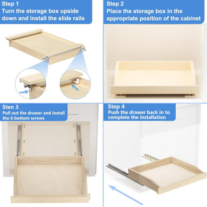 LOVMOR Single Pull Out Cabinet Organizer 28½”W x 21”D, Soft Close Slide Out Drawer Storage Shelves for Kitchen, Wood Cabinet Shelf Pull-Out Organizer Storage for Base Cabinets