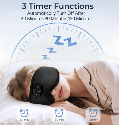 LC-dolida Sleep Headphones, White Noise Bluetooth Sleep Mask 3D Breathable Wireless Eye Mask for Timing, Sleep Mask with Bluetooth Headphones for Side Sleepers Travel Yoga, Cool Gadgets for Women Men