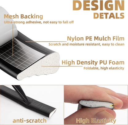 Kneelisa 118” Wedge-Shape Foam Window Weather Stripping Door Seal | Soundproofing Frame Winter Insulation Strip,Noise Cancelling Window Inserts,Door Gap Filler Light Blocker,White