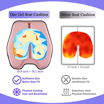 Soft Thin Gel Seat Cushion with 1 Inch Gel - Sciatica Relief | Black Non-Slip Pad for Car Seat Office Chair Wheelchair, Tailbone Pain Relief, Ideal for Long Drives or Sitting