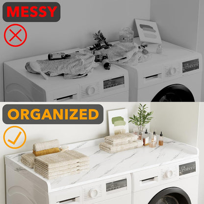 SpaceAid Washer Dryer Countertop, Laundry Wood Shelf Topper with Edge, 54" Width x 27.5" Depth Cover Guard Organizer for Washer and Dryer Laundry Hamper Counter Storage Organization (Black)