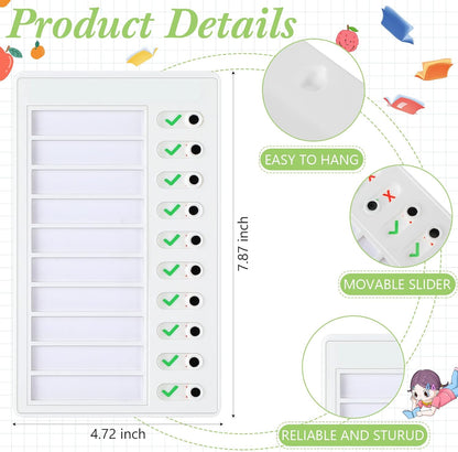 Queekay 4 Pcs Blank Chore Chart Kids Chore Chart, Plastic Checklist Board with 8 Detachable Cardstock to Do List for Home Routine Planning (White, Pink, Blue, Green)