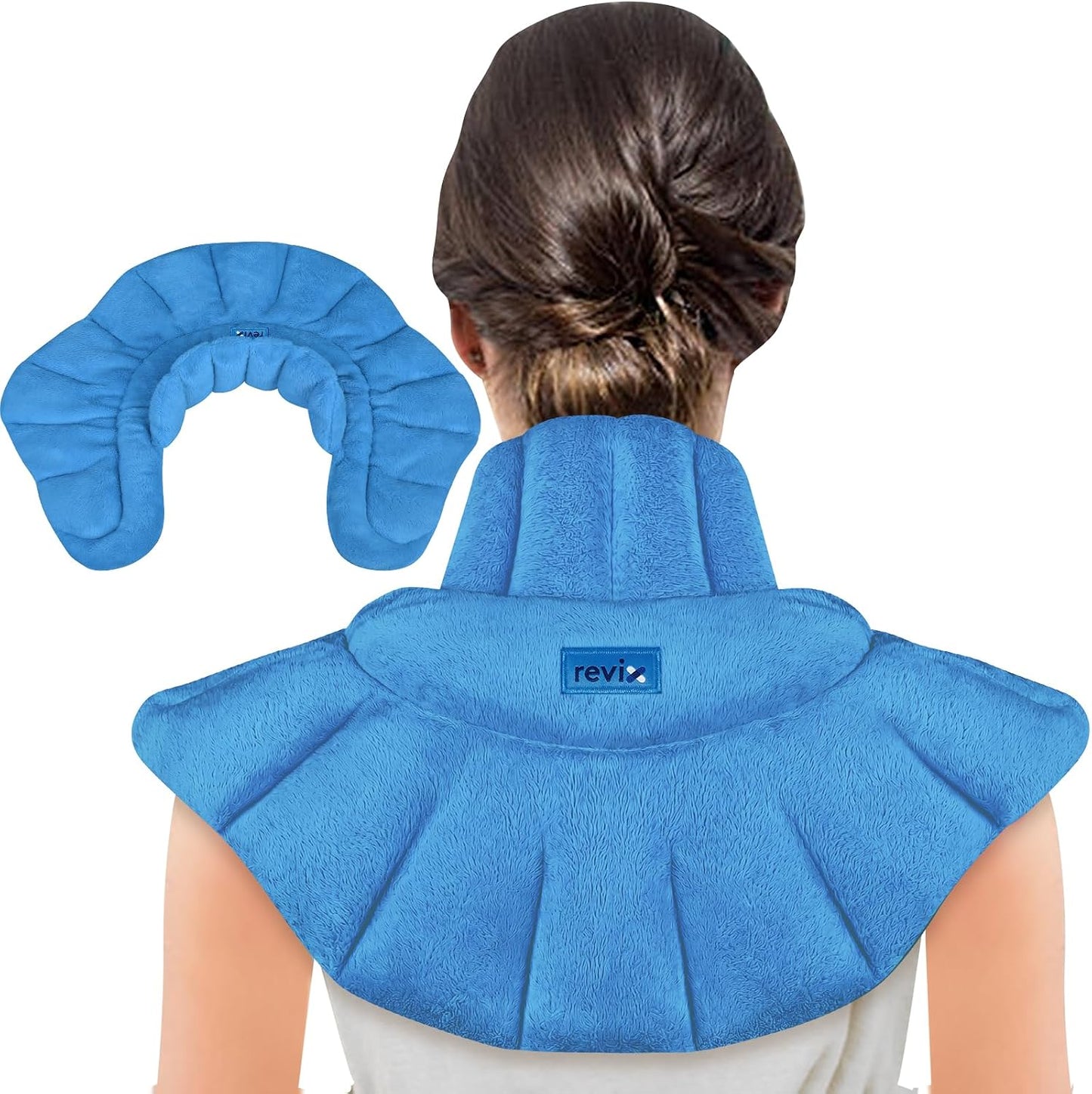 REVIX Microwave Heating Pad for Neck and Shoulders Back, Microwavable Heated Neck Wrap Warmer with Moist Heat, Lavender Aromatherapy Hot and Cold Pack