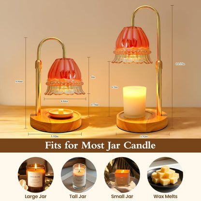 Candle Warmer Lamp with Timer,Birthday Gifts for Women Home Decor | Timer Dimmable,Height Adjustable,Glass Lampshade,Holiday Gift,Includes 2 Bulbs