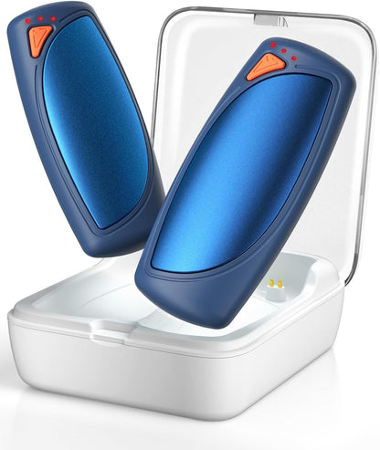 Hand Warmers Rechargeable with Charge Case, 2 Packs 14,000mAh Electric Hand Warmer Battery Powered Dual Sided Reusable Long Battery Life Portable Pocket Heater Gifts for Men Women Golf, Hunting Gear