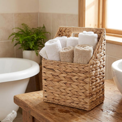 Magnetic Lint Bin Box for Laundry Wicker Storage Organizer Includes Wicker Storage Basket Drawstring Trash Bags Dryer Lint Brush 2 Magnetic Hooks for Laundry Room Home Saving Space