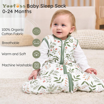 Yoofoss Baby Sleep Sack 0-6 Months Wearable Blanket for Babies 100% Organic Cotton 2-Way Zipper TOG 0.5 Toddler Sleeping Sack 3 Pack, Sleep Sacks
