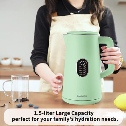 1.5L Electric Kettle Temperature Control, Black | Double Wall Cool Touch Teapot, Fast Boil, 5 Temperature Control, LED Display, Auto Shut-Off & Keep Warm
