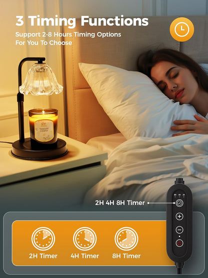 Flower Candle Warmer Lamp with Timer - Adjustable Height for Jar Candles