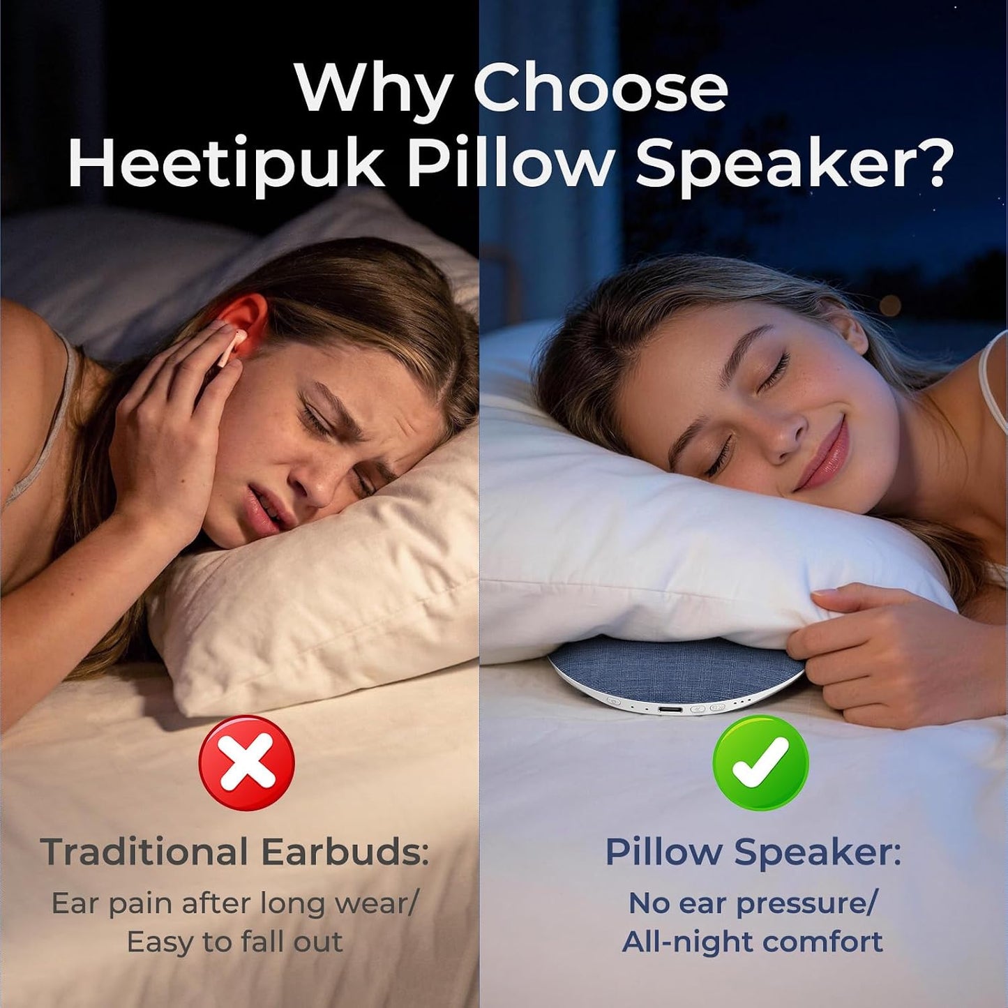 2026 Pillow Speaker,Bluetooth Pillow Speakers for Sleeping, | Ultra-ThiUnder Pillow Speakers with White Noise Timer,Flat Under Pillow Speaker for Side Sleeper,Wireless Sleep Aid for Adult