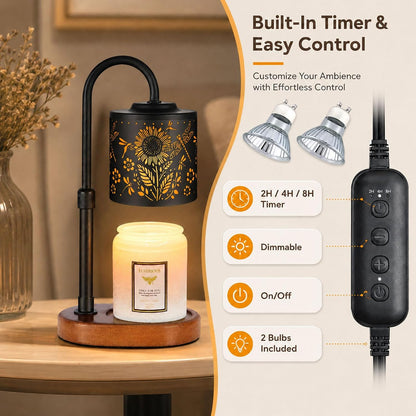 Dimmable Candle Warmer Lamp with Timer Adjustable Height for Scented Jar Candles Electric Candle Wax Melt Warmer for Home Decor Christmas Birthday Gifts for Women Mom(Hummingbird)