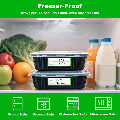 Removable Freezer Labels with Dispenser, 1" x 3", 1 Box (Red) | Writable, remove no residue, waterproof & oilproof, easy peel-off design, 300 labels per box, for meal prep containers