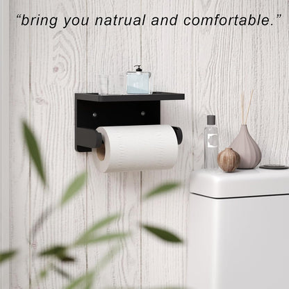 VERTORGAN 1 Pack Bamboo Toilet Paper Holder with Phone Shelf(Brown) | Bathroom Tissue Holder,Wall Mounted Rack,Space-Saving Organizer,Phone Shelf Stand,Easy Installation,Toilet Paper Rack