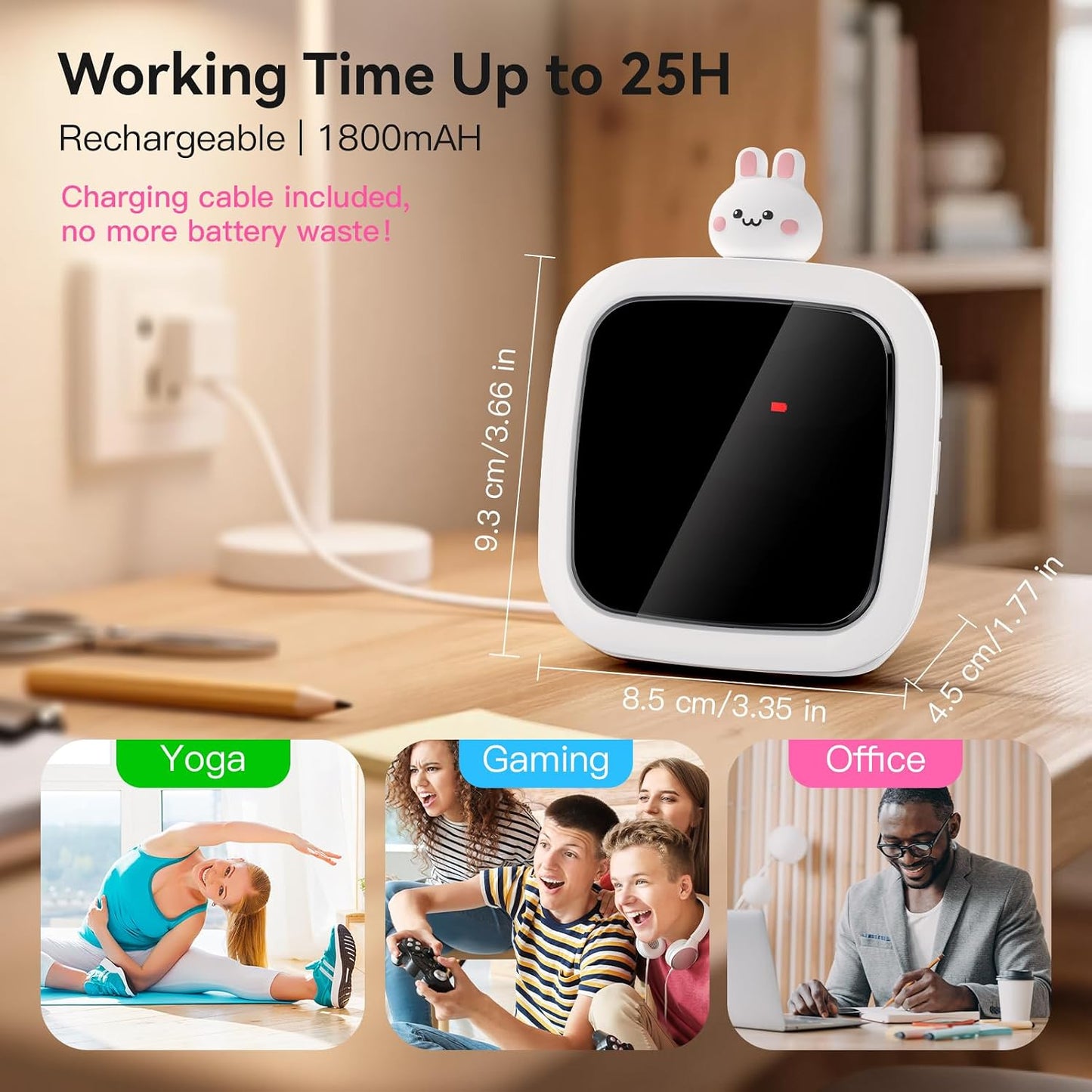 Yunbaoit Digital Visual Timer for Kids, 99-Minute Countdown, Rechargeable | 19 Music Alarm, Pause Function, 9 Optional DIY Color Planet Display, Robot Doll, for Study, Homeschool, Kitchen