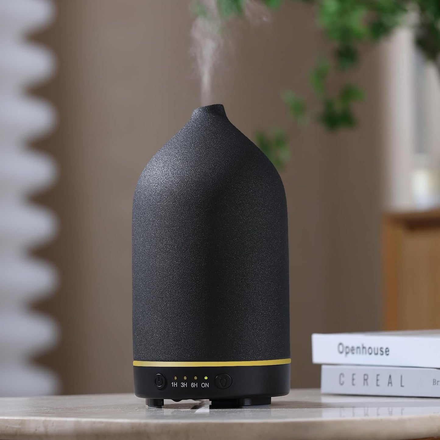 Gooamp 200ML Ceramic Essential Oil Diffuser for Home - Ultrasonic Aromatherapy Diffuser Humidifier with 7 Color LED Lights, Auto Shut-Off, 3 Timers for Bedroom, Office, Yoga, Black