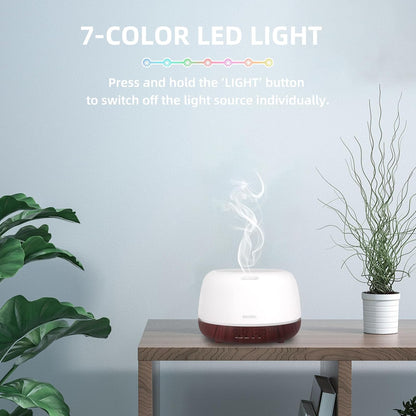 SEEDSEEL 300ML Essential Oil Diffuser with 7-Color LED Lights and Remote Control, Modern Minimalist Design, High-Efficiency Ultrasonic Mist Aromatherapy Diffuser for Home
