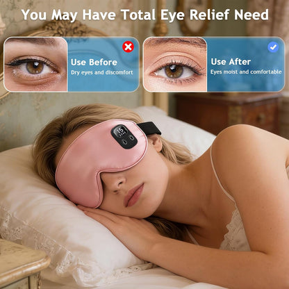 Rechargeable Heated Eye Mask | Warm Compress Sleep Mask for Dry-Feeling Eyes, 4 Heat Levels, 15–60 Min Timer, USB-C, Light Blocking, Washable Cover