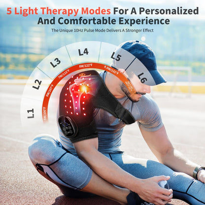 Seenew Cordless Red Light Therapy Shoulder Pad with Heat Massage, 72 LEDs