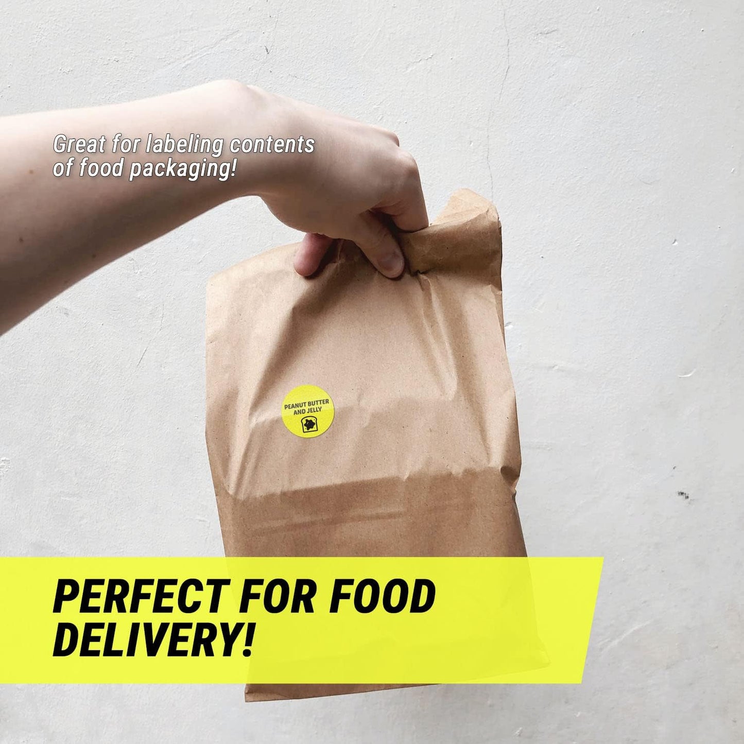 Ham & Cheese Stickers - 1 Inch Round Circle Food Labels in Bright Yellow for Restaurant Deli Food Truck Supermarket Grocery Store Stickers Food Menu Meal Choice Sticker Package Label - 300 Labels/Pack