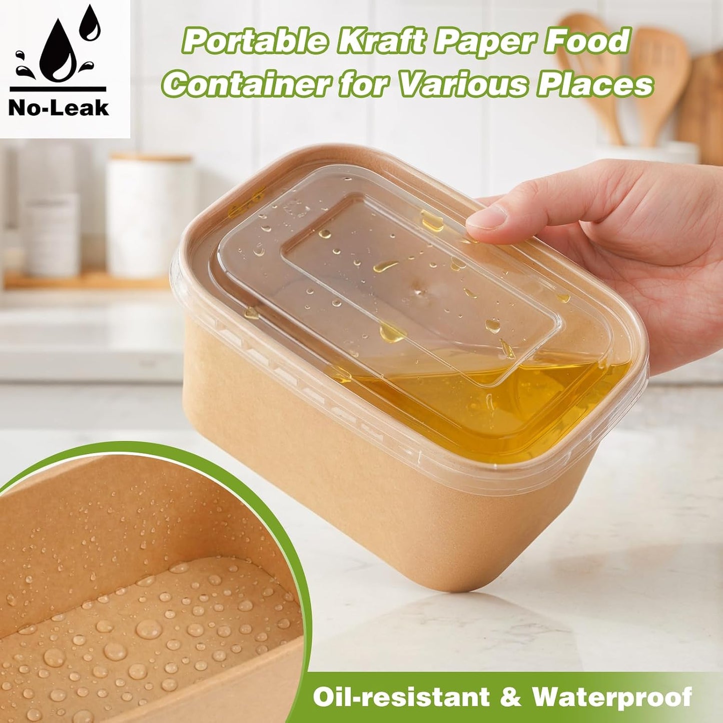 60 Packs 35oz Disposable Meal Prep Containers with Lids & Utensils | Leak-Proof Microwave/Freezer Safe Food Prep Container with Labels , Sturdy Kraft Paper Bowls for Meal Prep, Lunch & Leftovers
