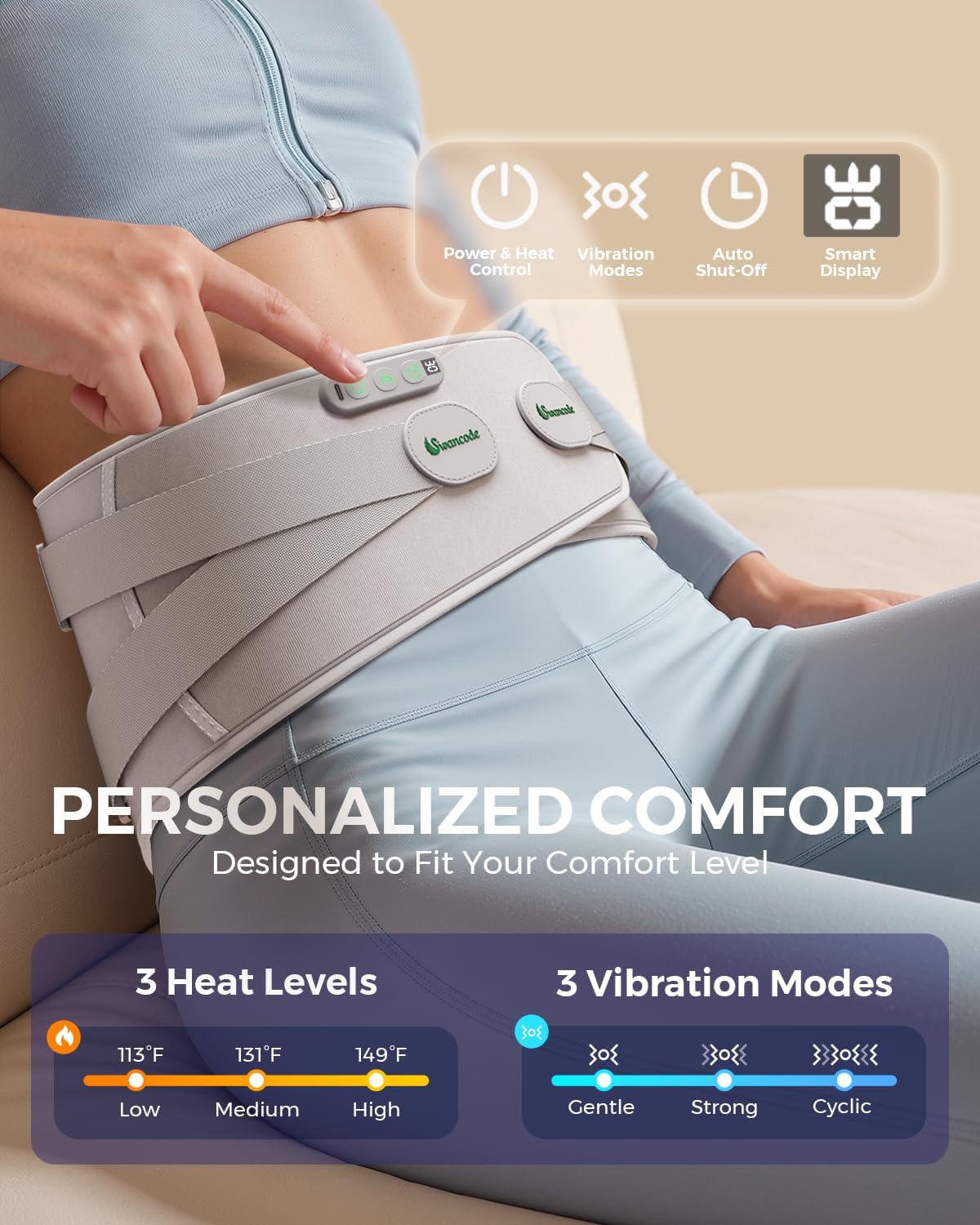 Lower Back Massager for Pain Relief, Portable Heating Pad for Back