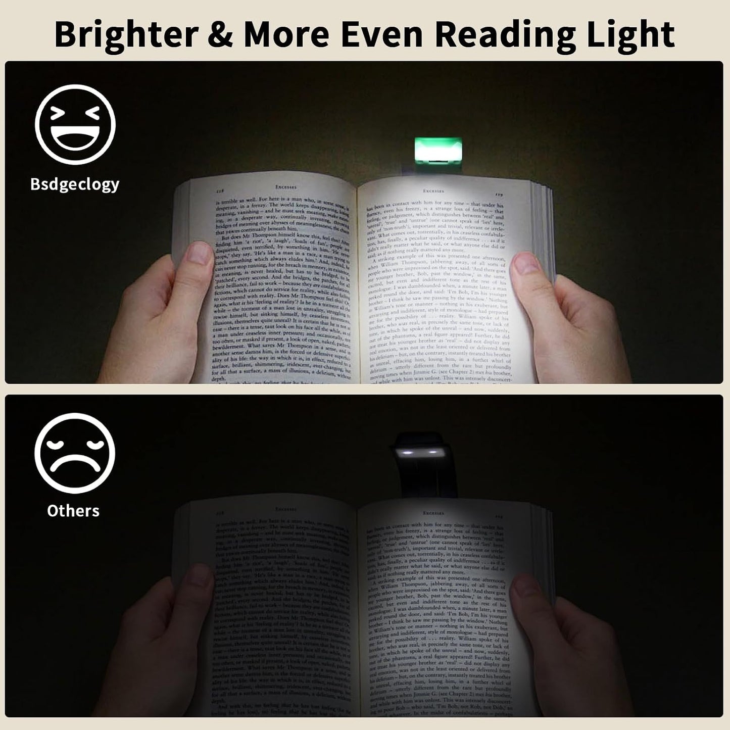 24 Led Rechargeable Book Light for Reading in Bed-Eye Caring 3 Color Temperatures,80 Hrs Runtime Lightweight Clip-On Lamp, Perfect for Kids, Book Lovers, and Student Gifts(Black, Rotating)