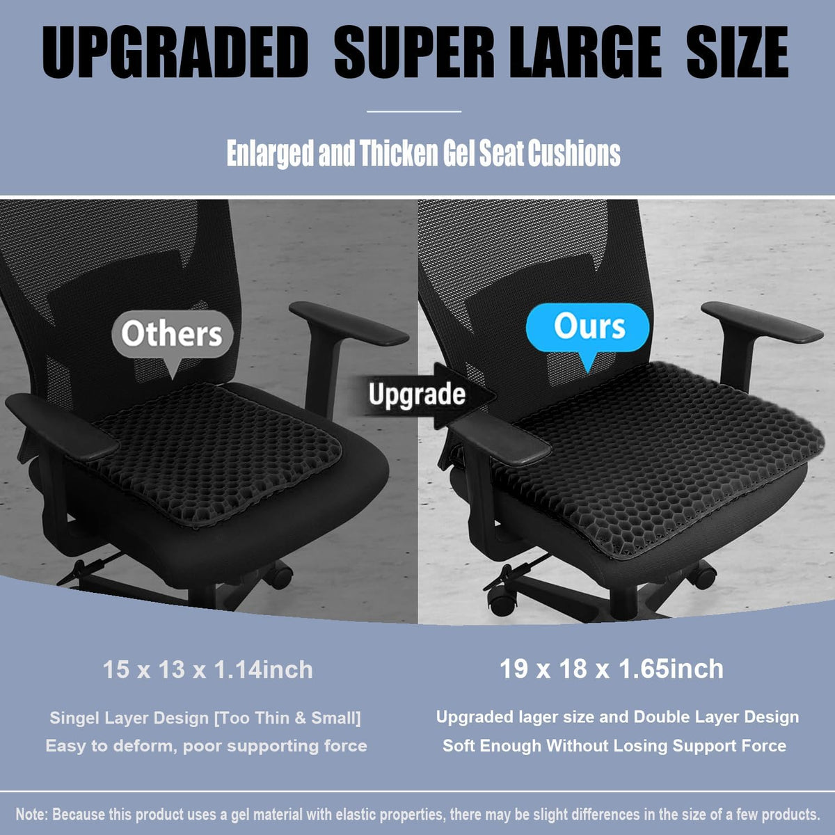 Gel Seat Cushion for Long Sitting - 1.65inch Double Thick Cooling Egg Cushion for Back, Hip, Sciatica, Coccyx, Tailbone Pain Relief - Office Chair Car Seat Cushion – Wheelchair Cushions
