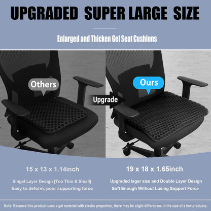 Gel Seat Cushion for Long Sitting - 1.65inch Double Thick Cooling Egg Cushion for Back, Hip, Sciatica, Coccyx, Tailbone Pain Relief - Office Chair Car Seat Cushion – Wheelchair Cushions