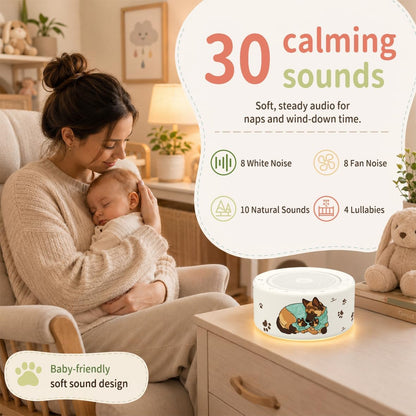 Kipcush White Noise Machine for Baby & Adults, 30 Soothing Sounds, Sleep Sound Machine with 8 Color Night Light, Memory Function, White Noise for Sleeping, Nursery, Office, Travel & Relaxation