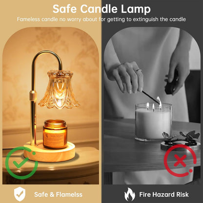 Fragrance Candle Warmer Lamp with 2 Bulbs Electric Candle Warmer with Timer & Dimmer for Home Decor