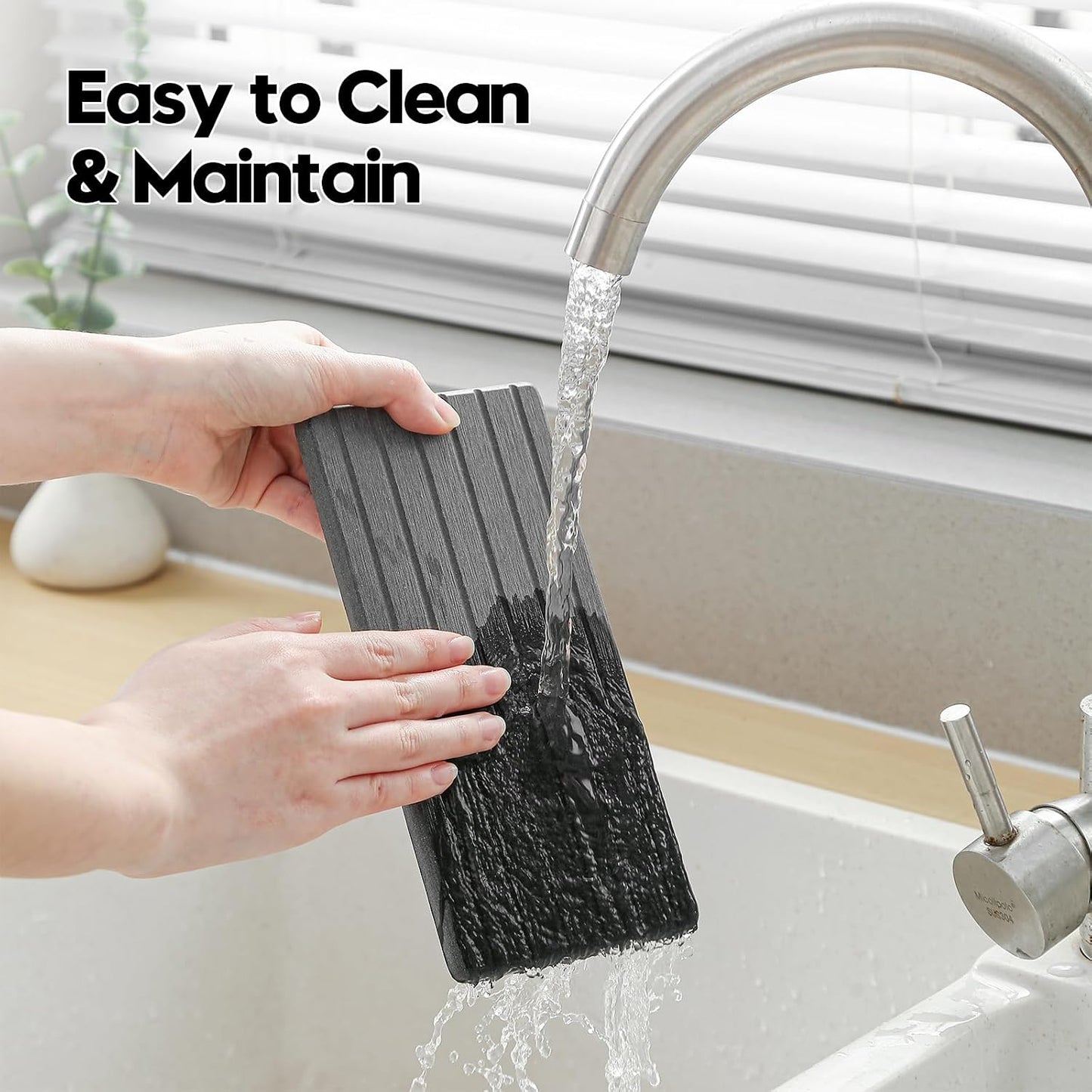 3 Pack Water Absorbent Diatomite Coasters, Stone Drying Mat for Kitchen Counter, Bathroom Sink Organizer Tray, Compact Vanity Rack, Soap Holder Caddy, Faucet Splash Guard, White 8"x3.8"