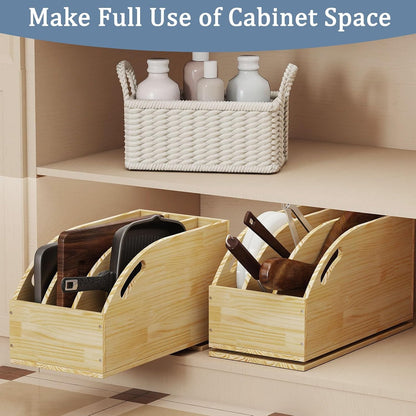 Pull Out Cookie Sheet Organizer for Cabinet, 10.5"W X 21"D X 10.6"H | Wooden, Cutting Board Organizer Rack, Vertical Tray Dividers, For Storage Pans, Baking Tray