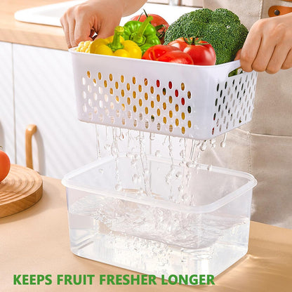 5 PCS Fruit Storage Containers for Fridge, Leakproof Food Storage Containers with Removable Colander, Dishwasher & Microwave Safe, Produce Saver Container Keep Berry Fruit Vegetable Fresh Longer